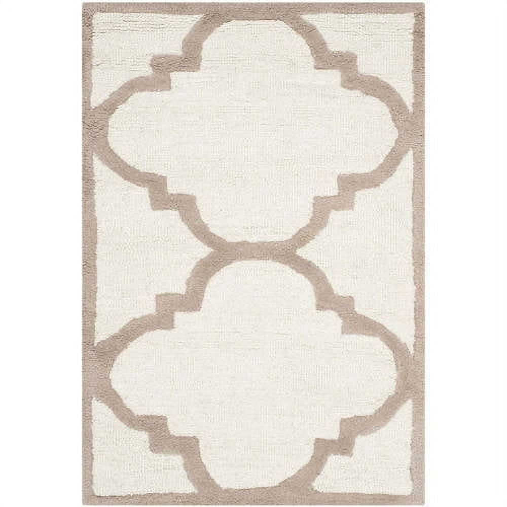 Hand-Tufted Ivory and Beige Wool Non-Slip Area Rug, 30"x4"