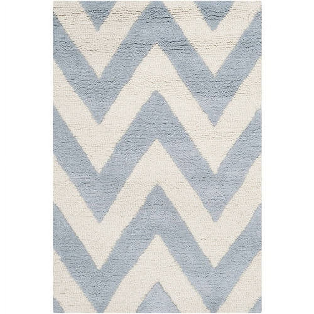 Hand-Tufted Cambridge Light Blue & Ivory Square Wool Rug