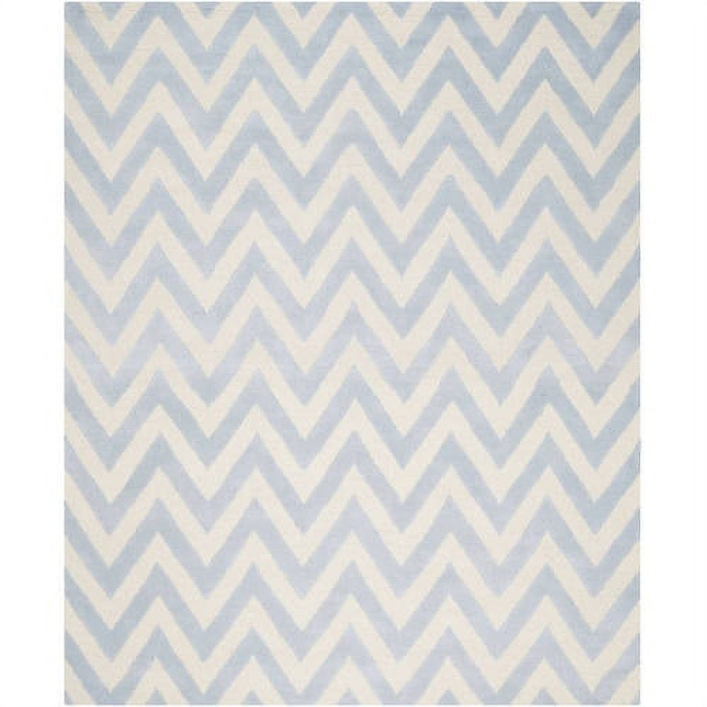 Light Blue and Ivory Hand-Tufted Wool 4' x 6' Rug