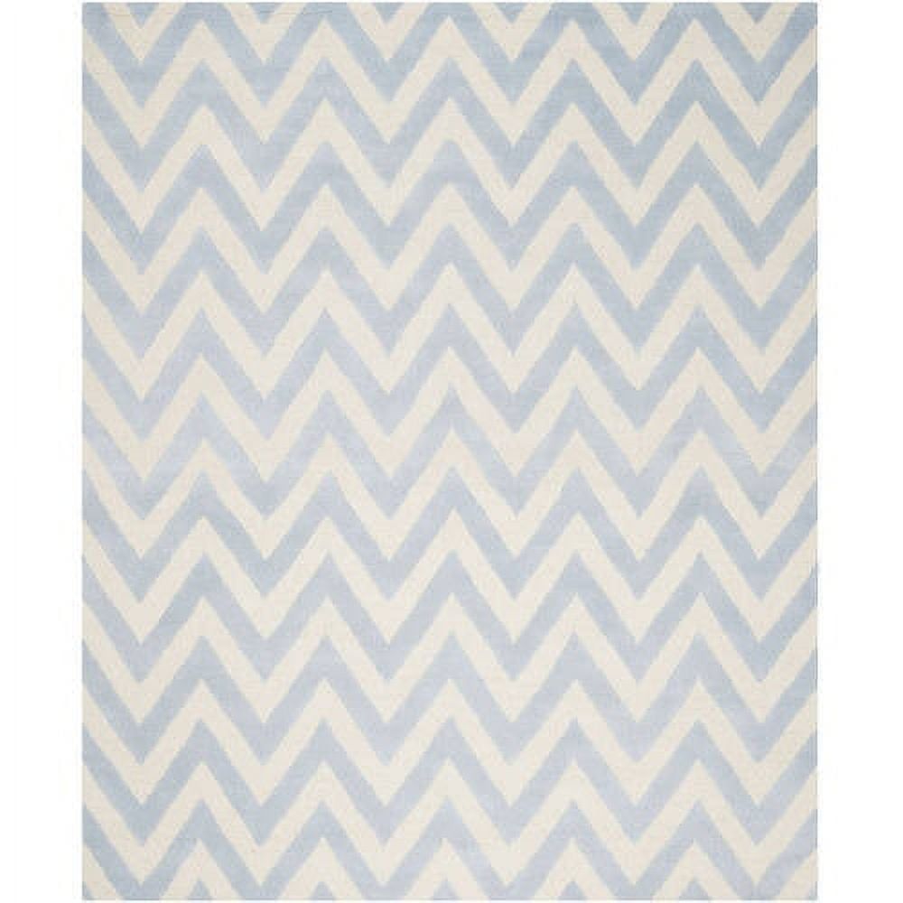 Light Blue and Ivory Hand-Tufted Wool Area Rug