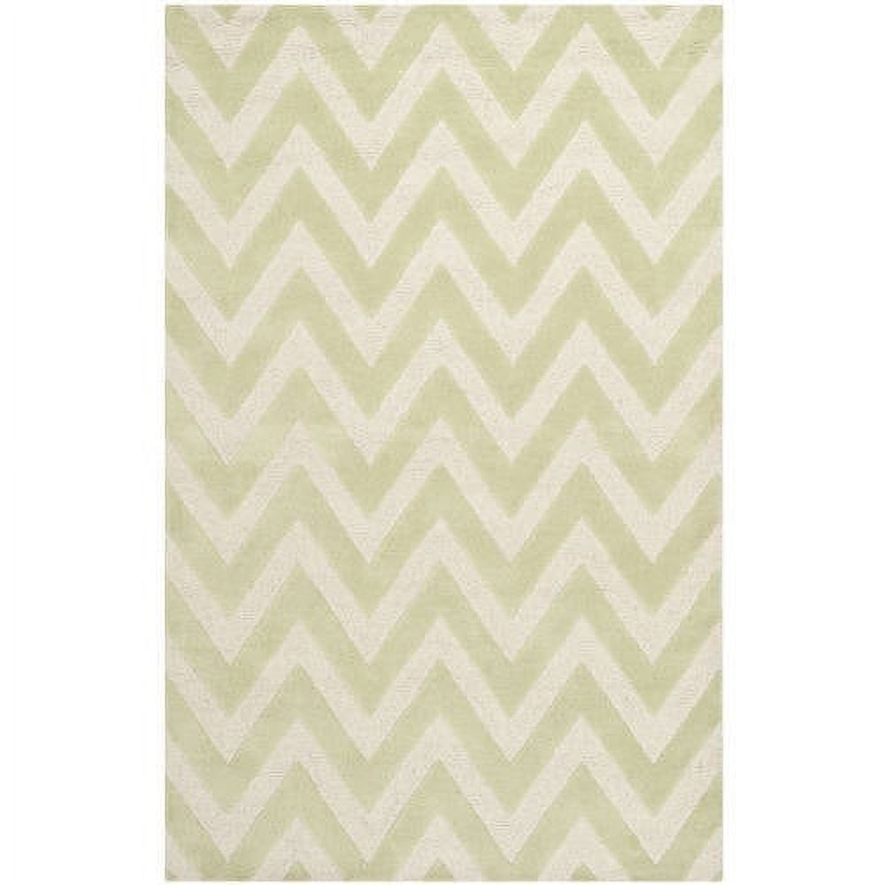 SAFAVIEH Cambridge Kaitlyn Zig Zag Stripes Wool Area Rug, Light Green/Ivory, 6' x 9'