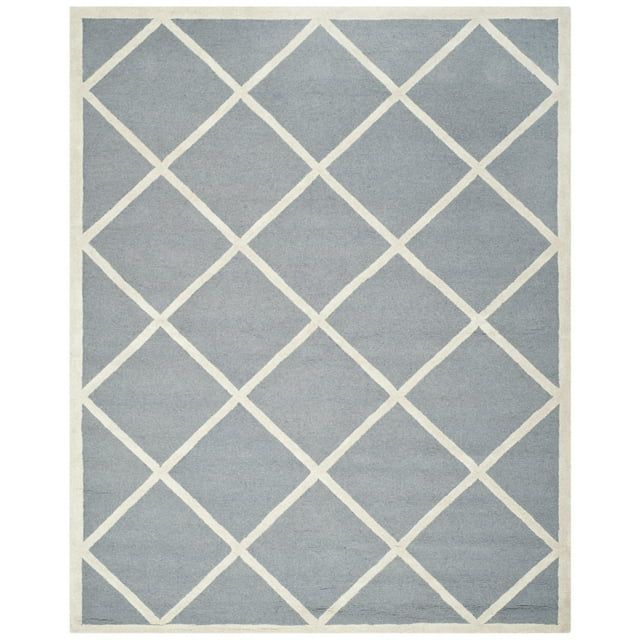 Silver and Ivory Hand-Tufted Wool Area Rug, 3' x 5'