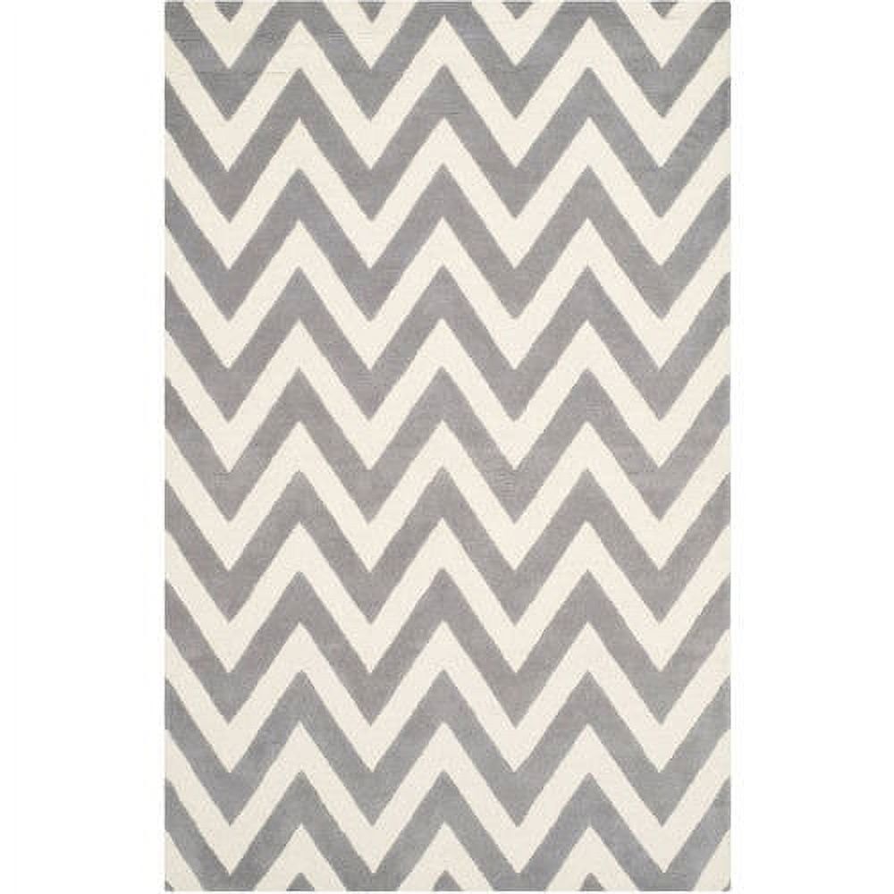 Hand-Tufted Silver & Ivory Wool Area Rug, 5' x 7'