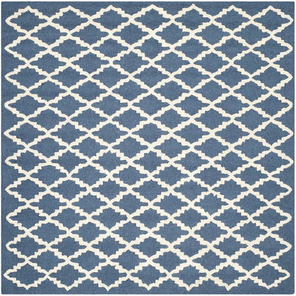 Ivory and Navy Hand-Tufted Wool Square Rug