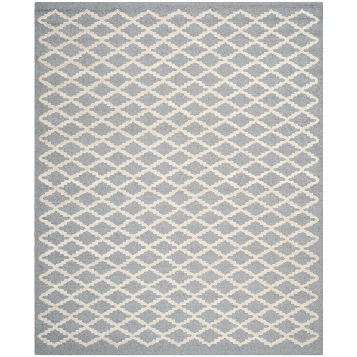Handmade Silver and Ivory Tufted Wool Round Rug