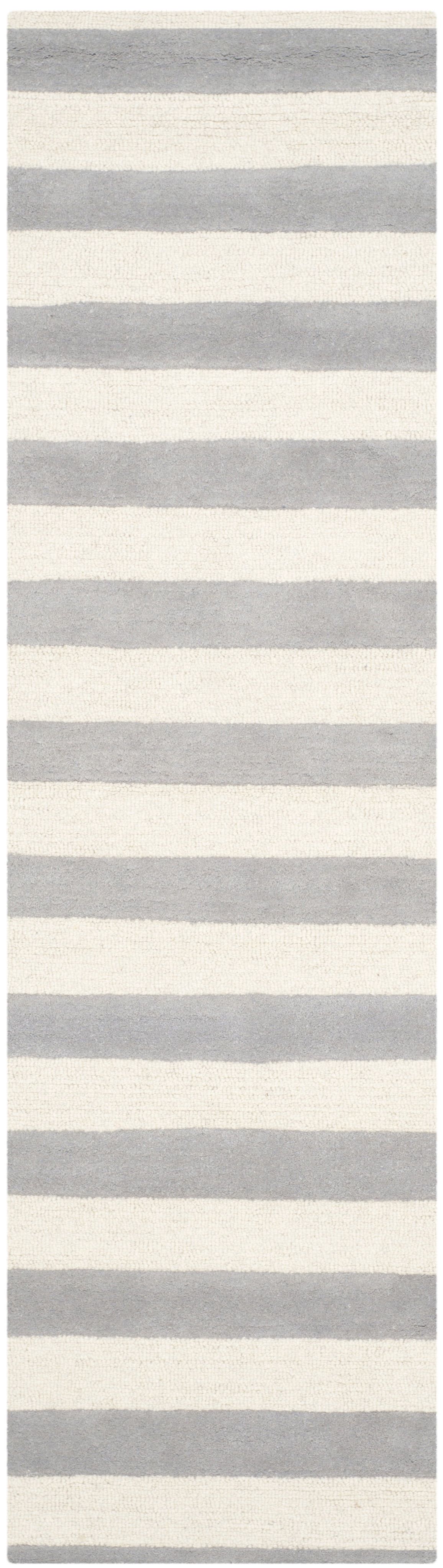 Hand-tufted Grey Ivory Wool Blend 30" Runner Rug