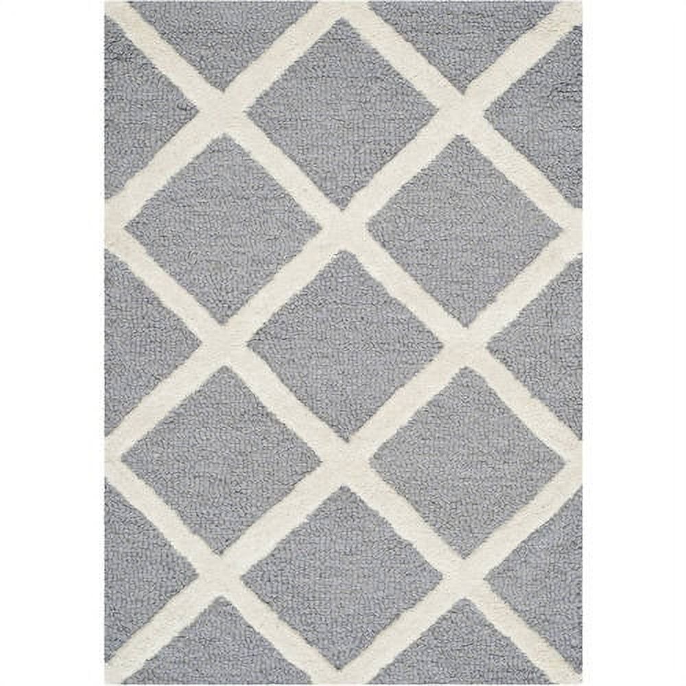 Silver & Ivory Hand-Tufted Wool Rectangular Area Rug, 2' x 3'