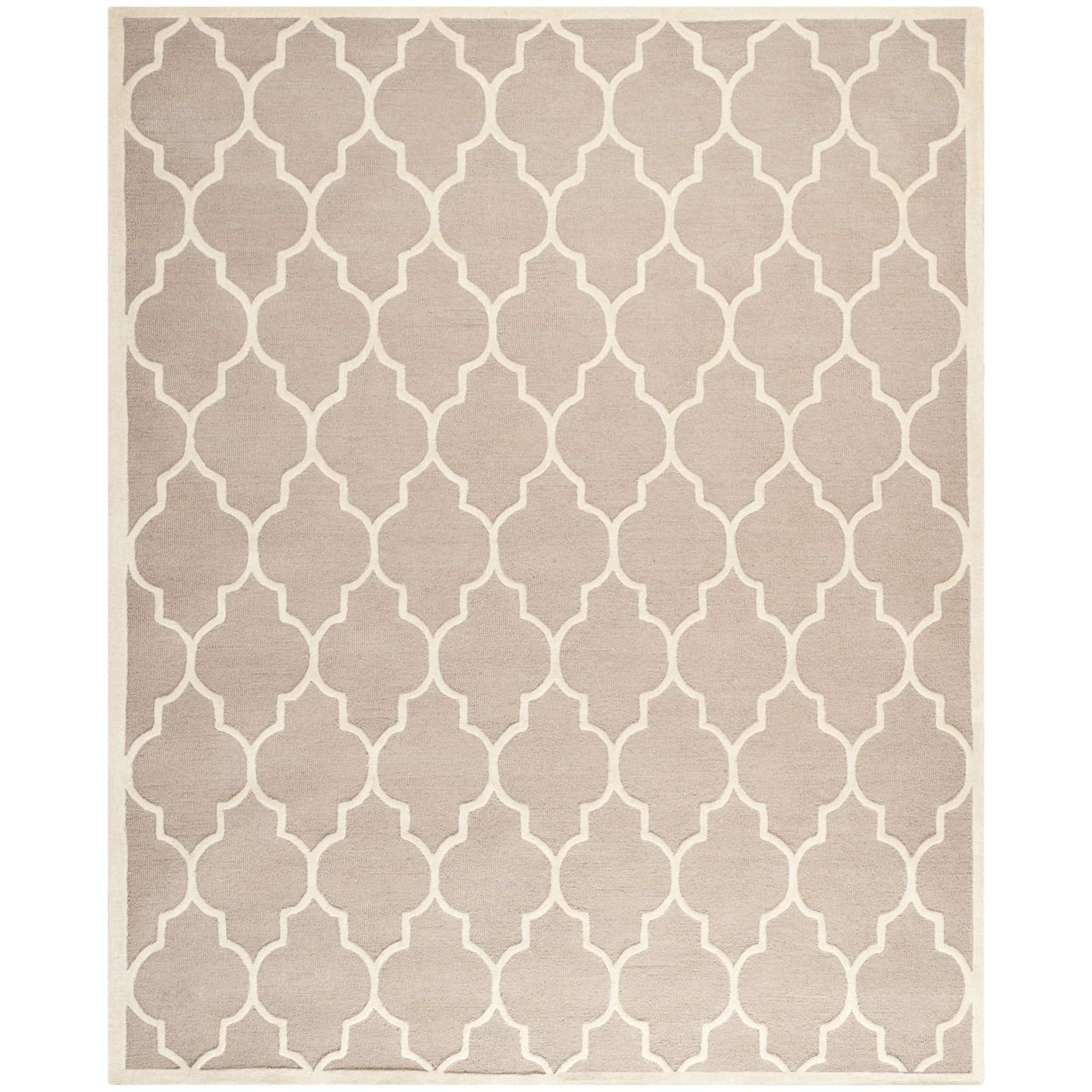 Hand-Tufted Beige and Ivory Wool Geometric Area Rug, 11' x 15'