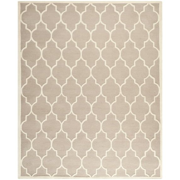 Hand-Tufted Beige and Ivory Wool Geometric Area Rug, 11' x 15'