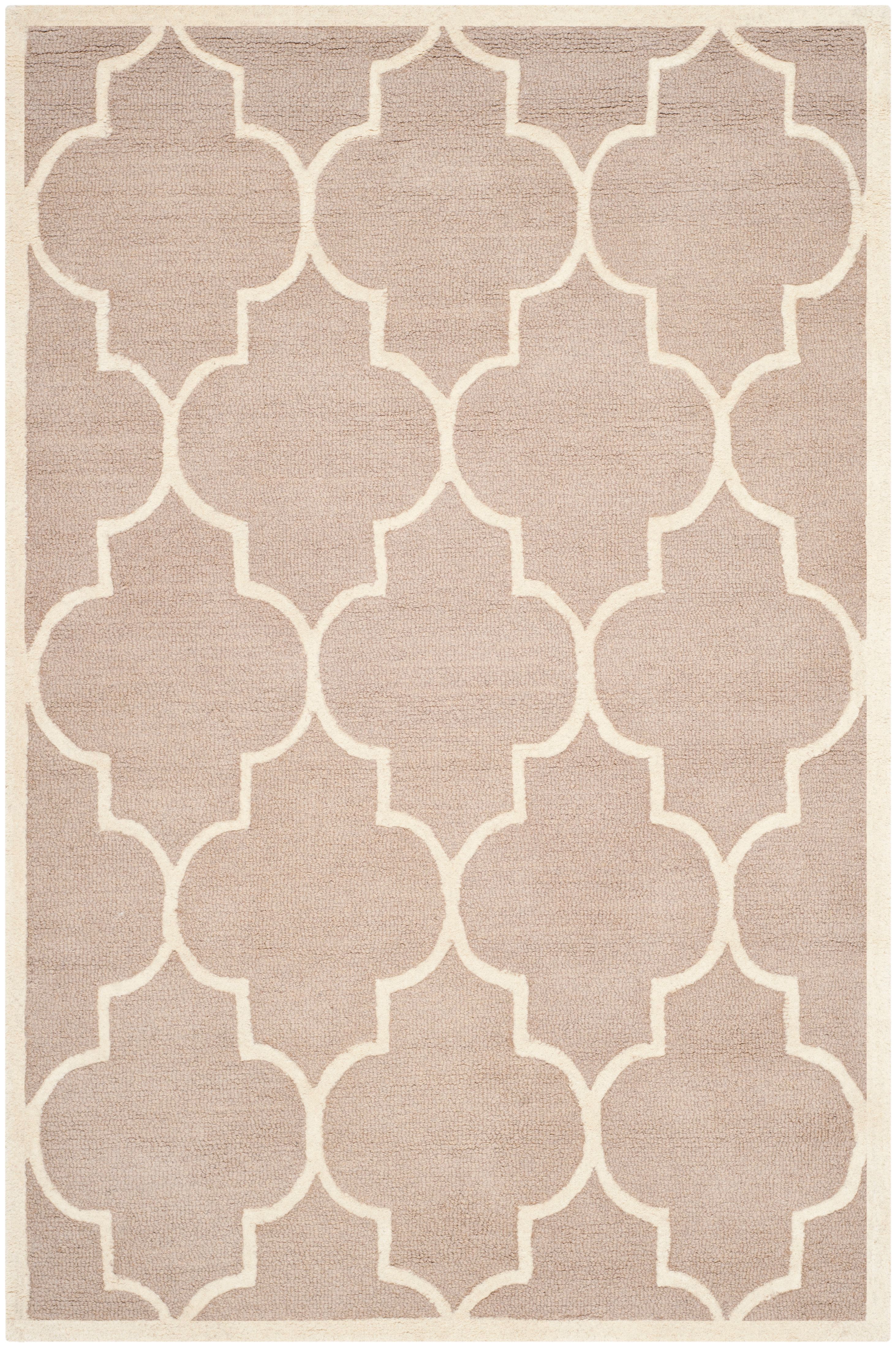 Beige and Ivory Hand-Tufted Wool Area Rug, 3' x 5'