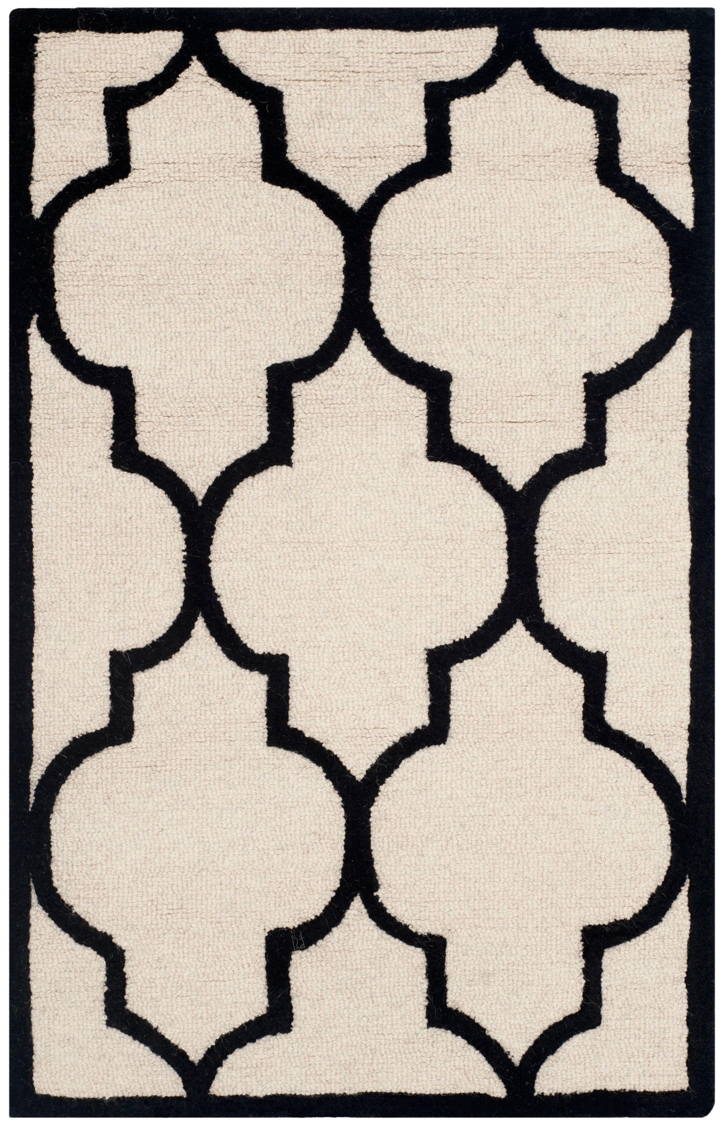 Ivory Geometric Tufted Wool Rectangular Accent Rug 2' x 3'