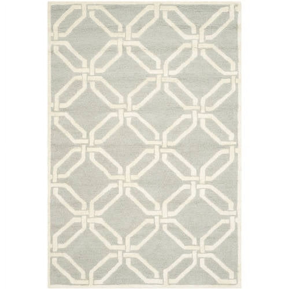 Hand-Tufted Light Grey/Ivory Wool Area Rug, 4' x 6'