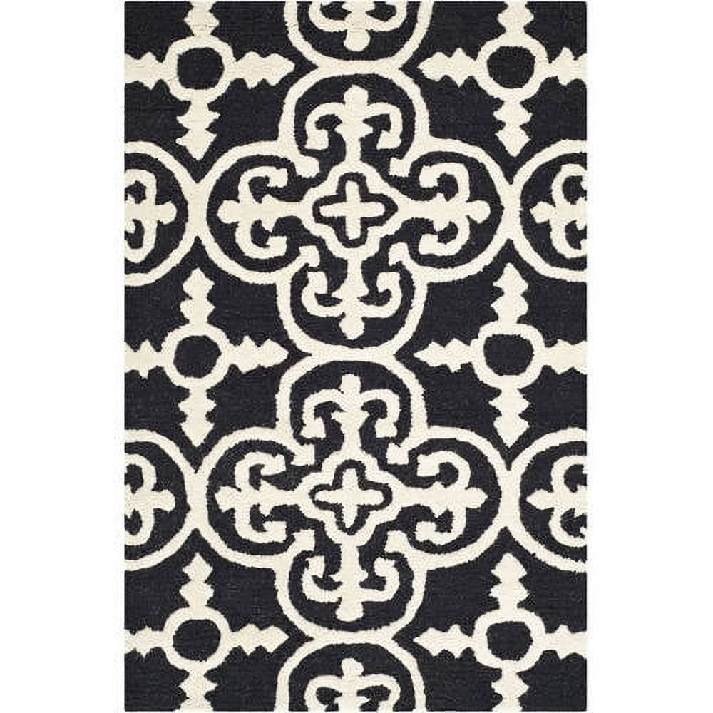 Hand-Tufted Cambridge Charm Wool Rug Black/Ivory 2' x 3'