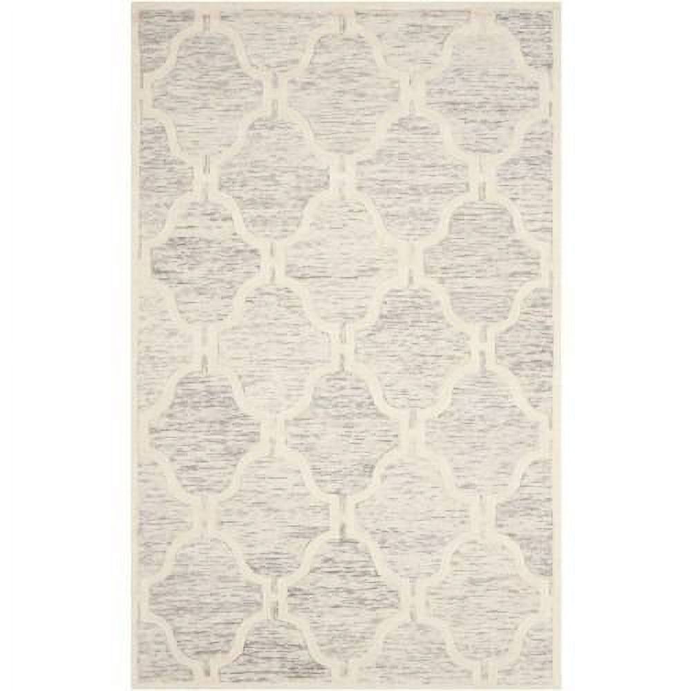 Handmade Cambridge Light Grey & Ivory Wool 3' x 5' Rug