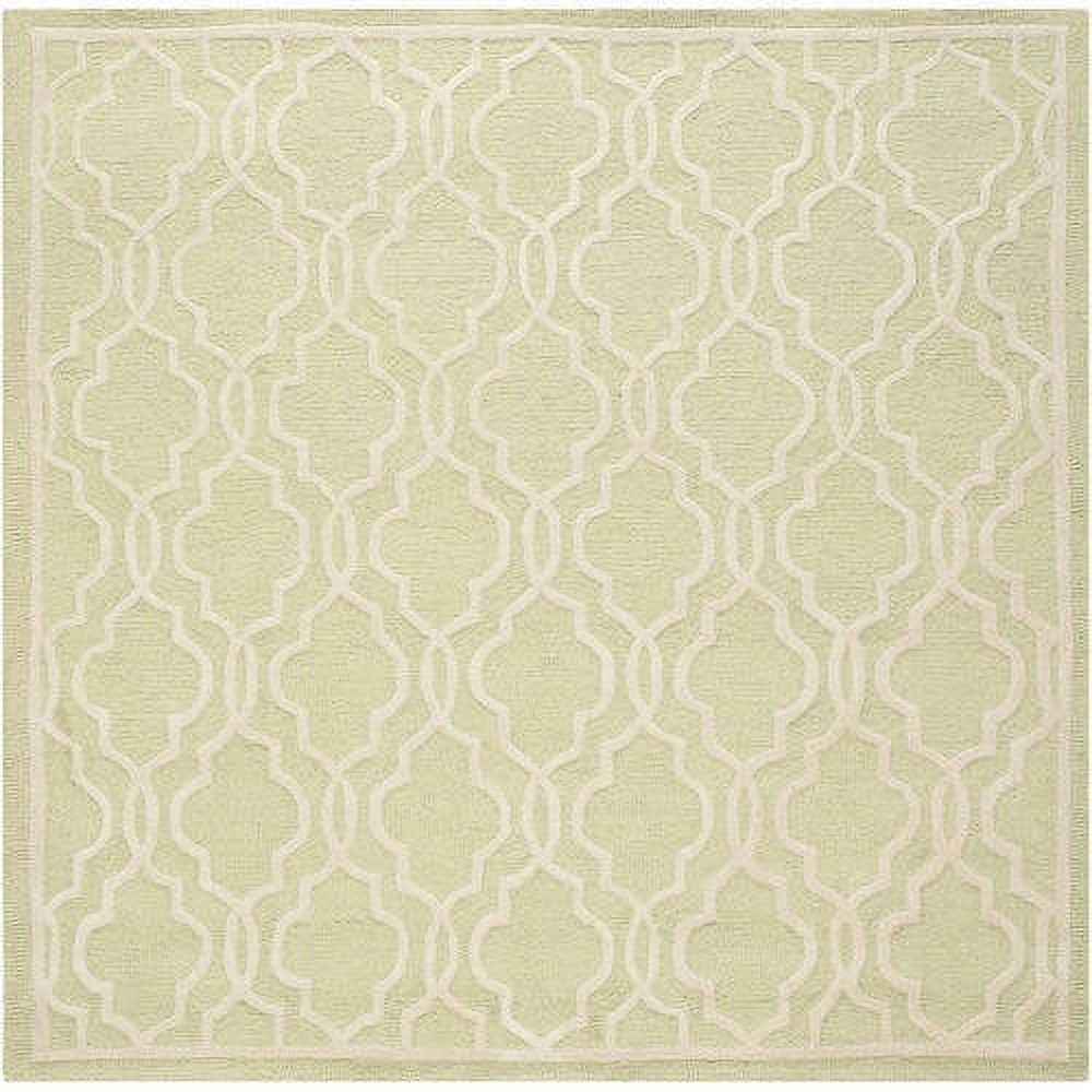 Ivory and Light Green Hand-Tufted Wool Area Rug 3' x 5'