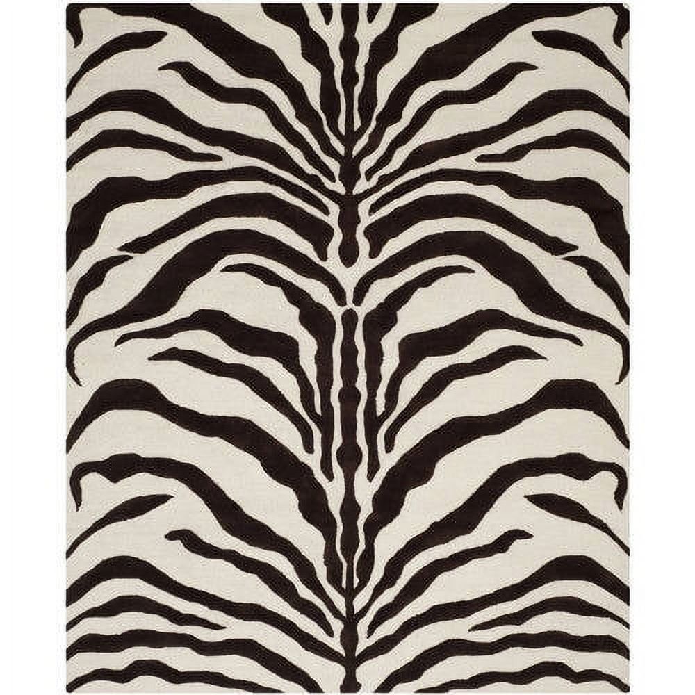 Hand-Tufted Ivory Brown Wool 6' Square Area Rug