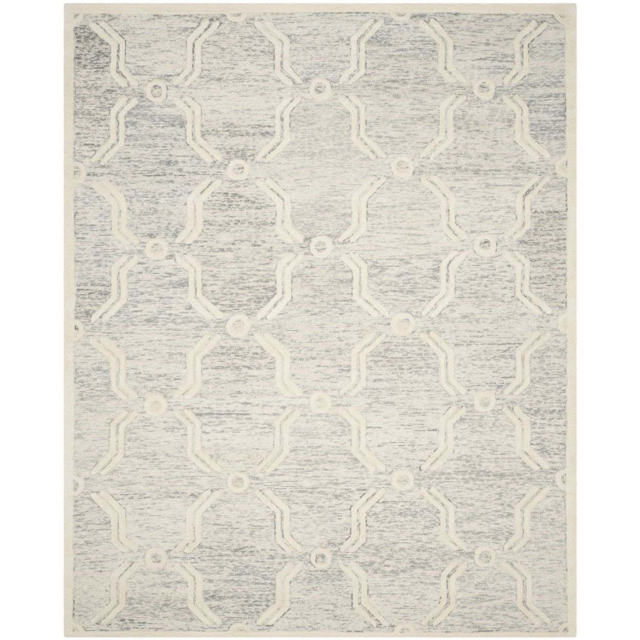 Handmade Elegance Light Grey & Ivory Tufted Wool Rug 2' x 3'
