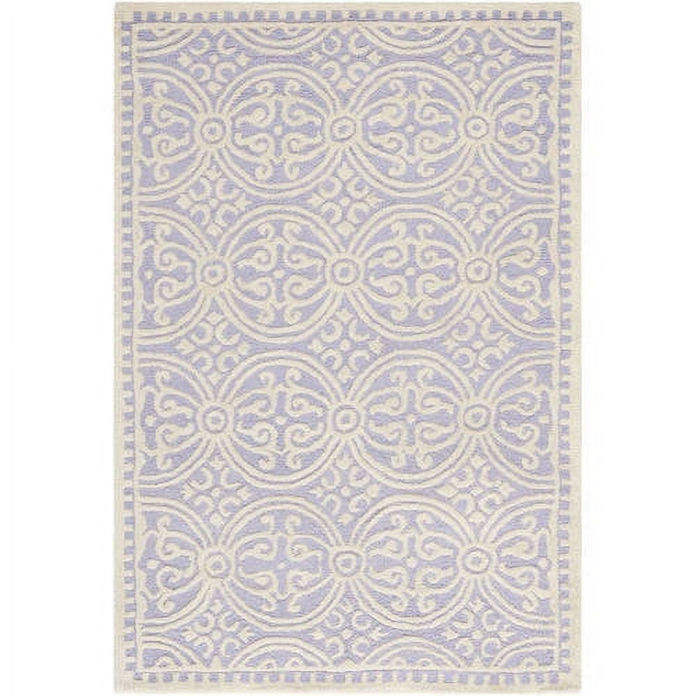 Lavender and Ivory Hand-Tufted Wool Geometric Rug 2' x 3'