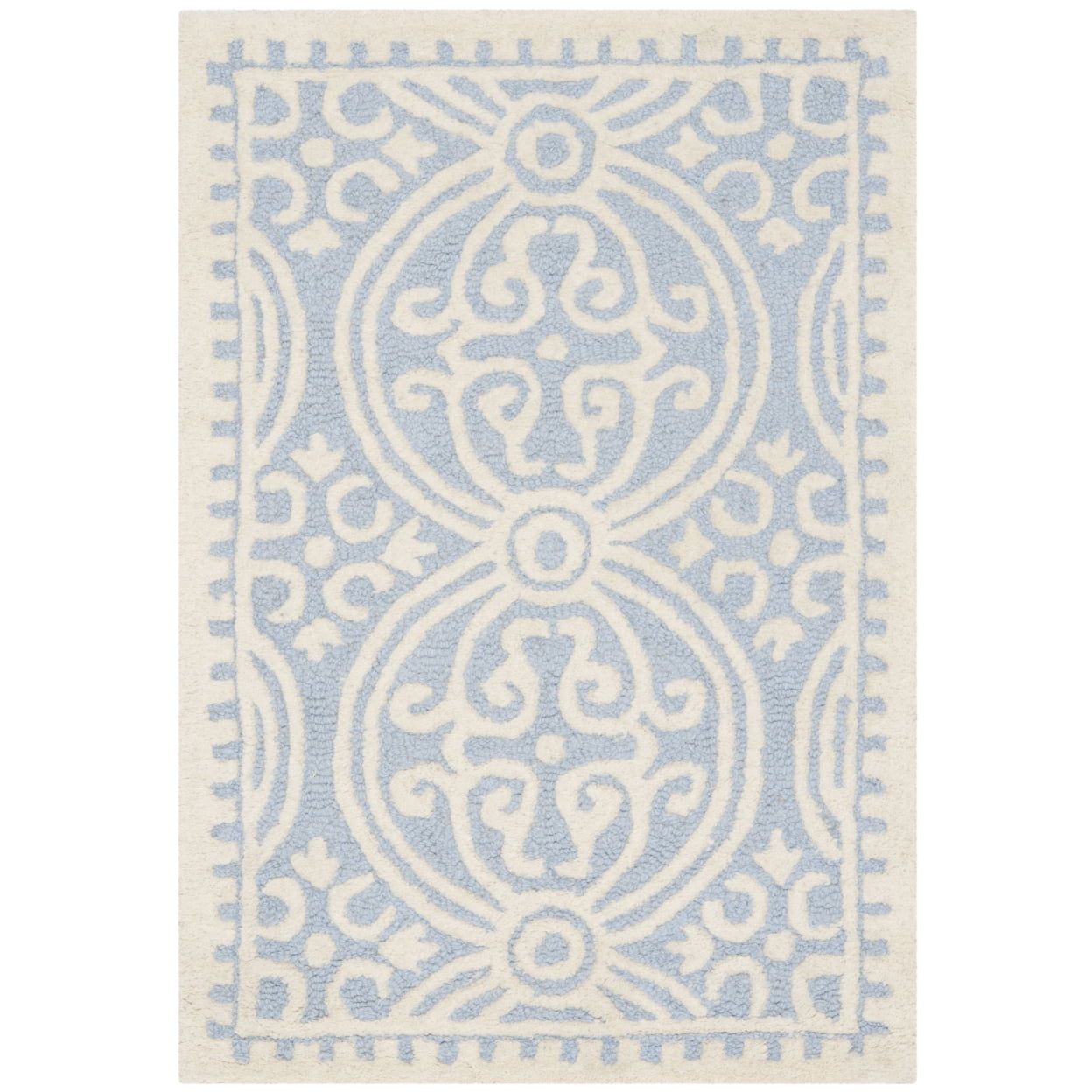 Hand-Tufted Ivory Wool Round Accent Rug with Geometric Design