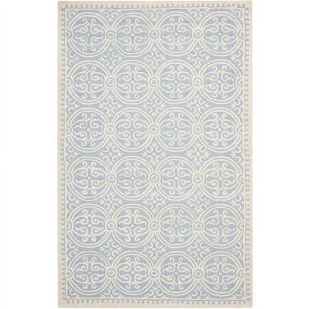 Elysian Light Blue Hand-Tufted Wool 4' x 6' Moroccan Trellis Rug