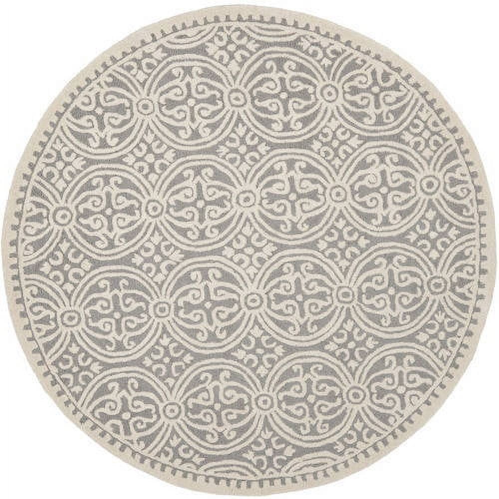Elegant Silver & Ivory 10' x 14' Hand-Tufted Wool Area Rug