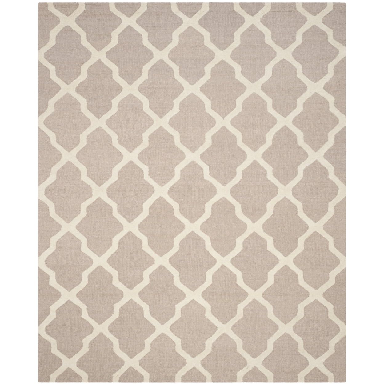 Beige and Ivory Geometric Wool 10' x 10' Square Rug