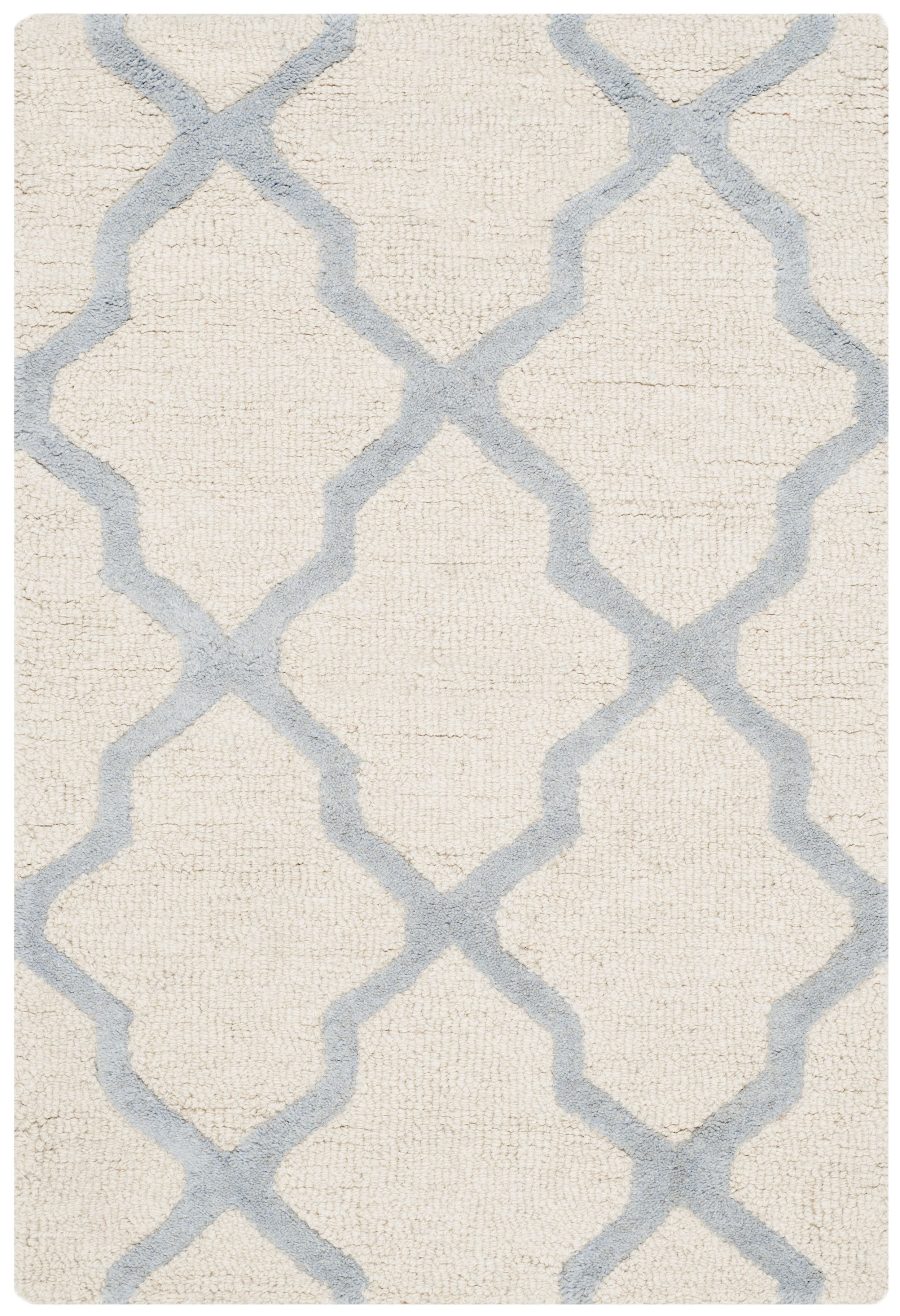 Hand-tufted Navy and Ivory Wool Rectangular Accent Rug