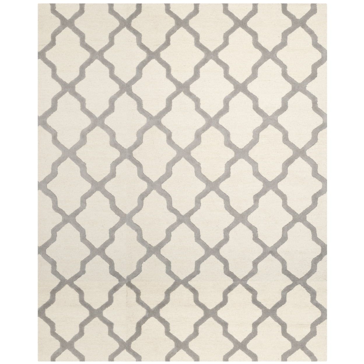 Ivory and Silver Hand-Tufted Wool Geometric Area Rug