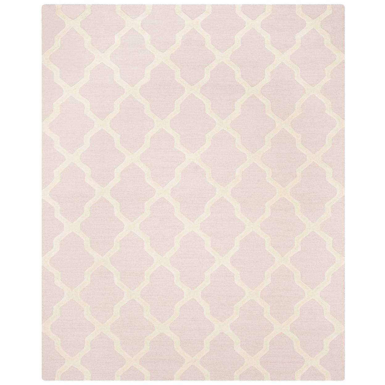 Charming Light Pink & Ivory Hand-Tufted Wool 6' Square Rug