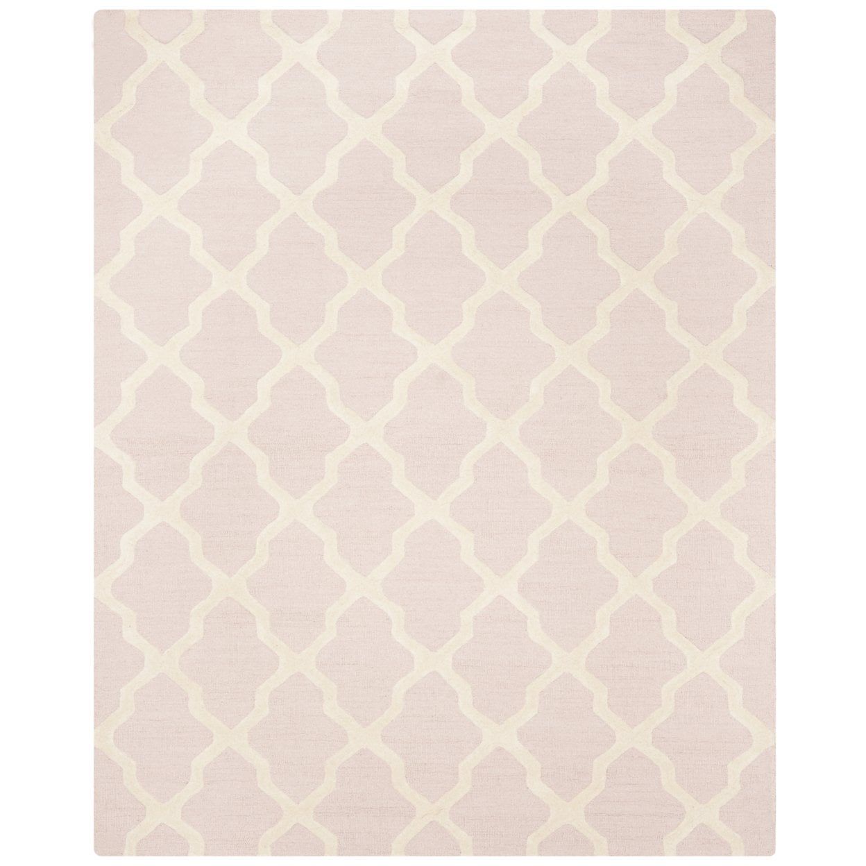 Charming Light Pink & Ivory Hand-Tufted Wool 6' Square Rug