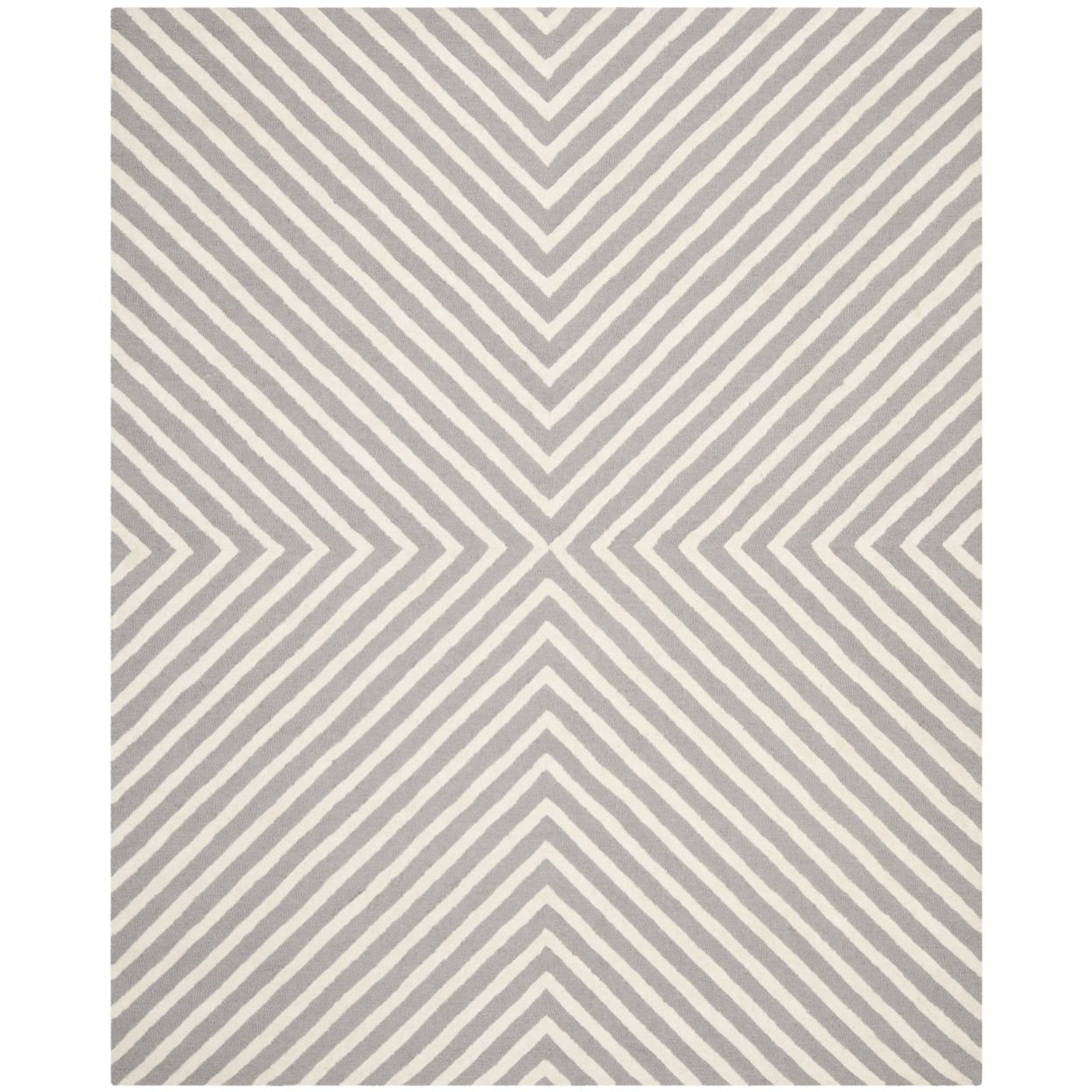 Silver and Ivory Hand-Tufted Wool Square Rug 10' x 10'