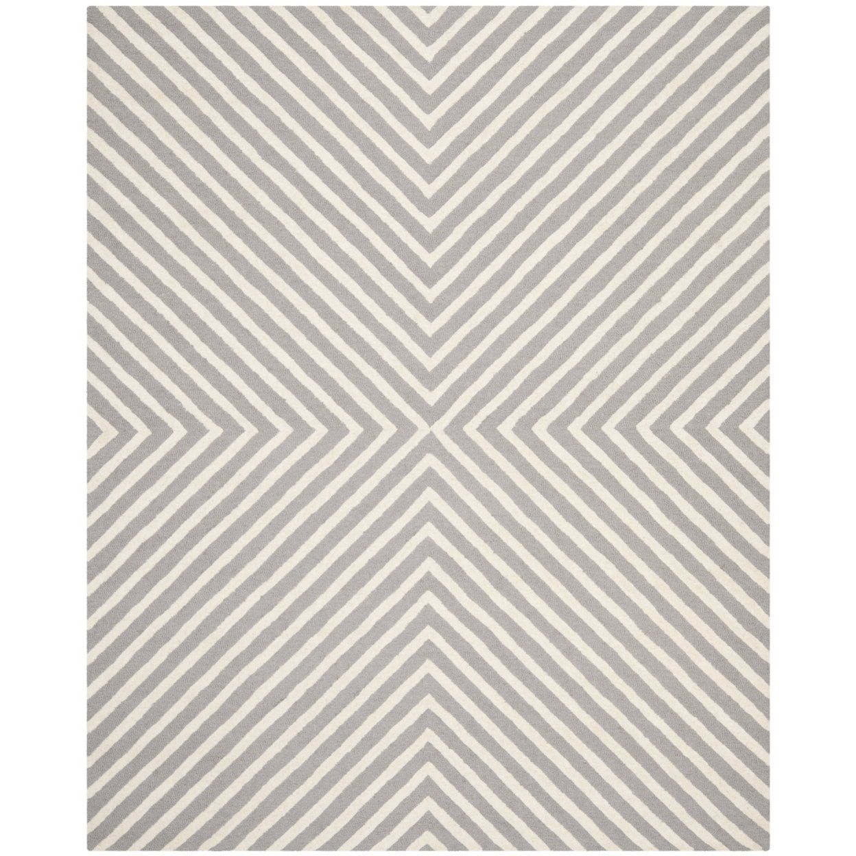 Silver and Ivory Hand-Tufted Wool Square Rug 10' x 10'