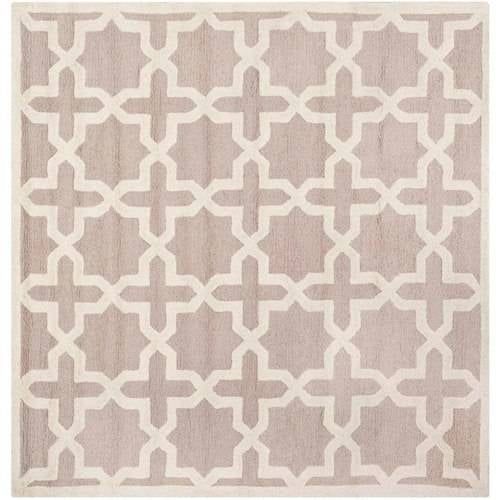 Hand-Tufted Beige and Ivory Wool Geometric Area Rug, 10' x 14'