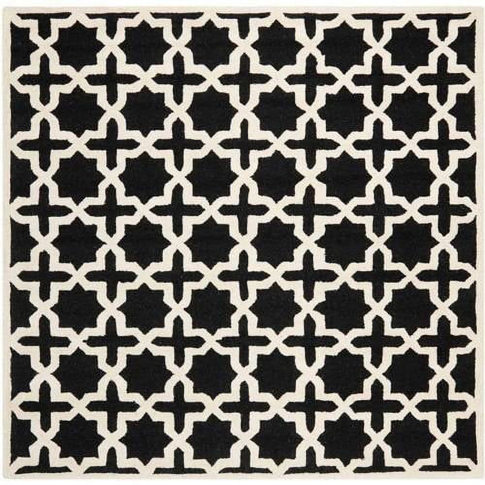 Hand-Tufted Black and Ivory Geometric Wool Area Rug, 4' x 6'