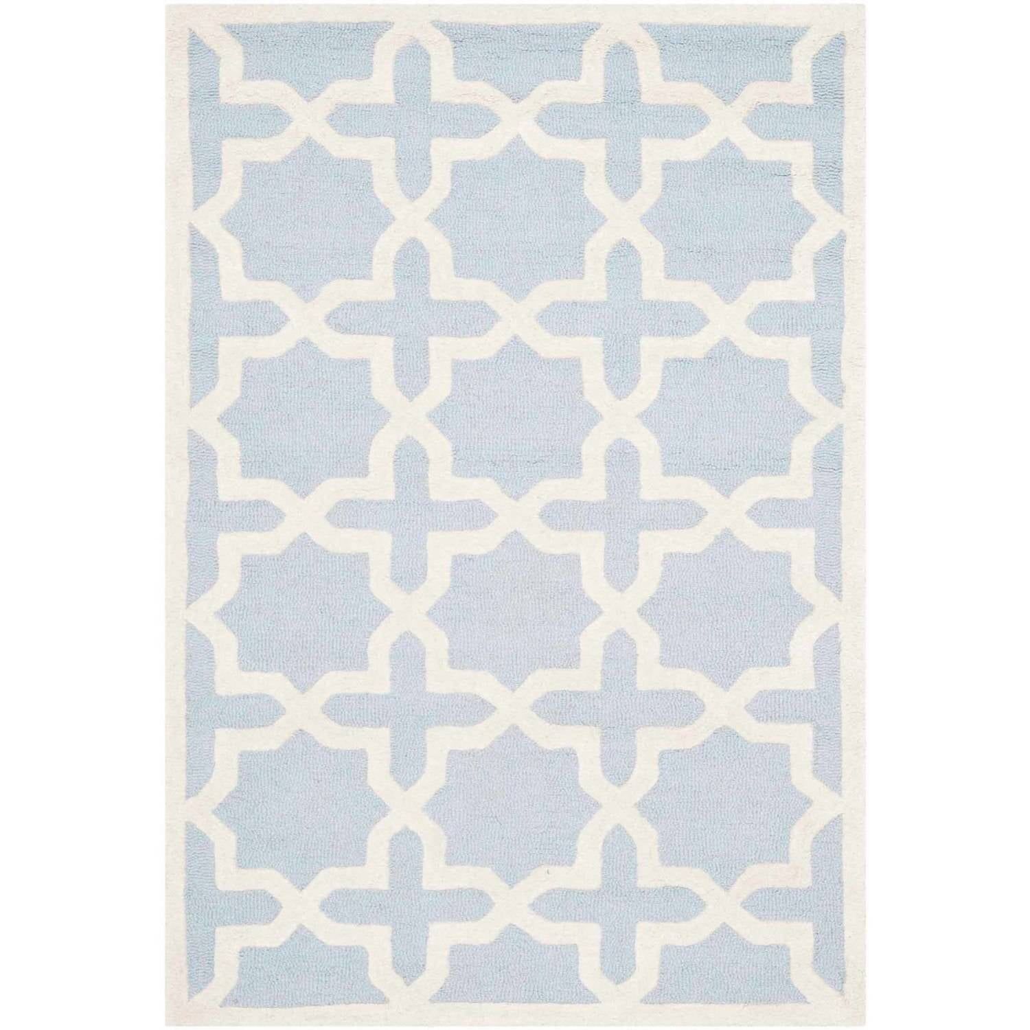 Hand-Tufted Cambridge Elegance Wool Rug in Light Blue & Ivory, 3' x 5'