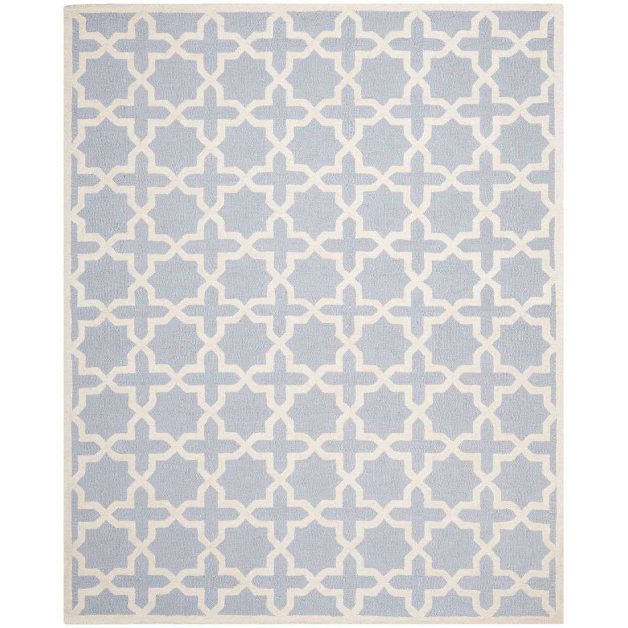 SAFAVIEH Cambridge Liz Geometric Wool Area Rug, Light Blue/Ivory, 9' x 12'