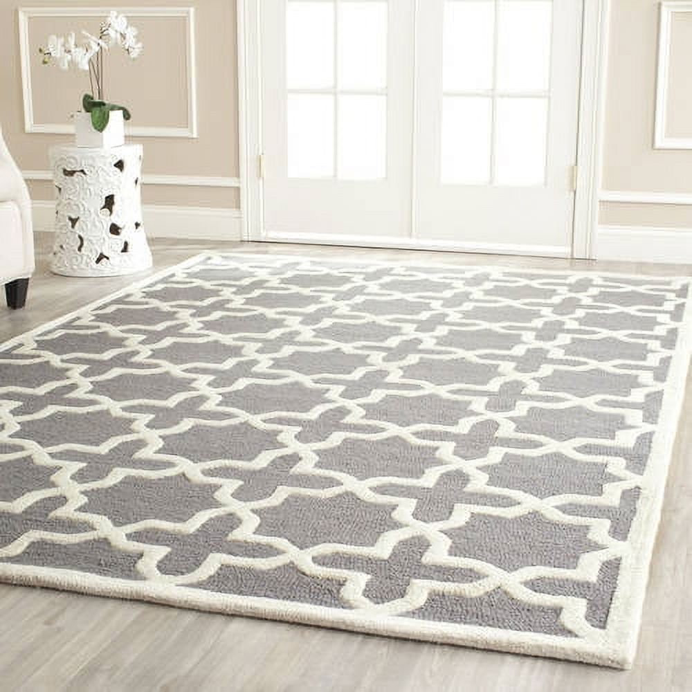 Silver and Ivory Hand-Tufted Wool 4' x 6' Rug