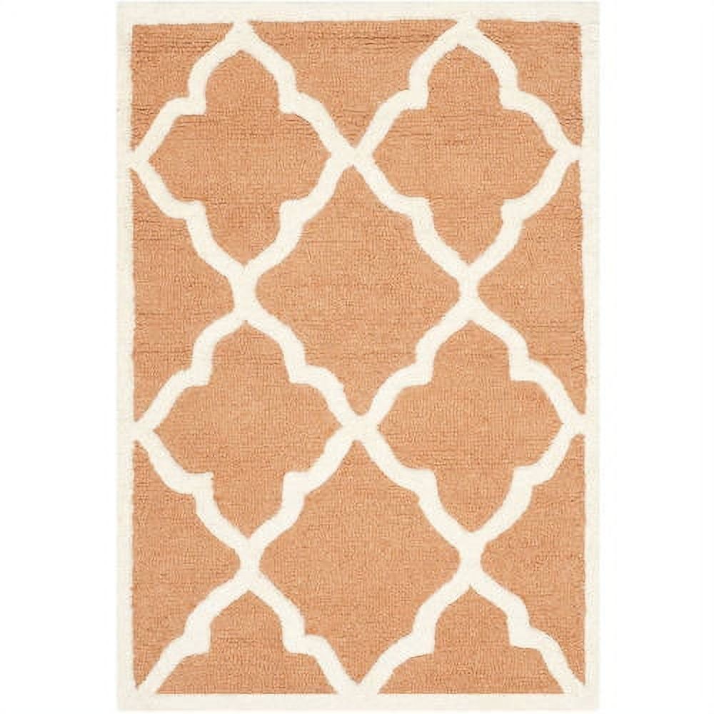 Handmade Coral and Ivory Wool Moroccan Trellis Accent Rug 2' x 3'