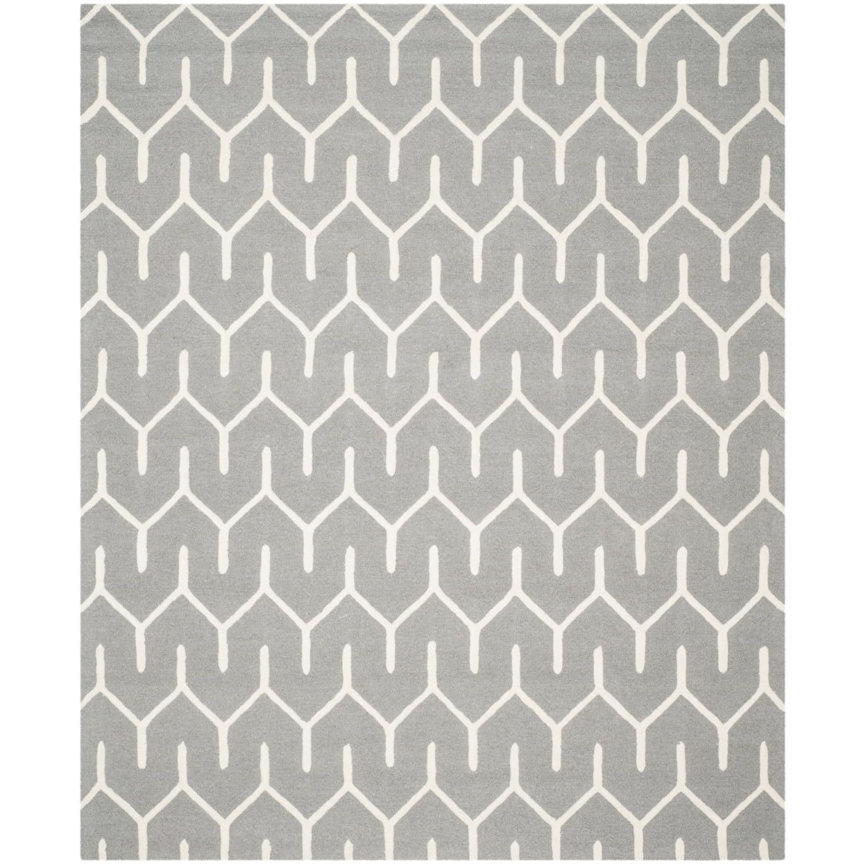 Hand-Tufted Cambridge Charm Wool Area Rug in Dark Grey, 5' x 8'