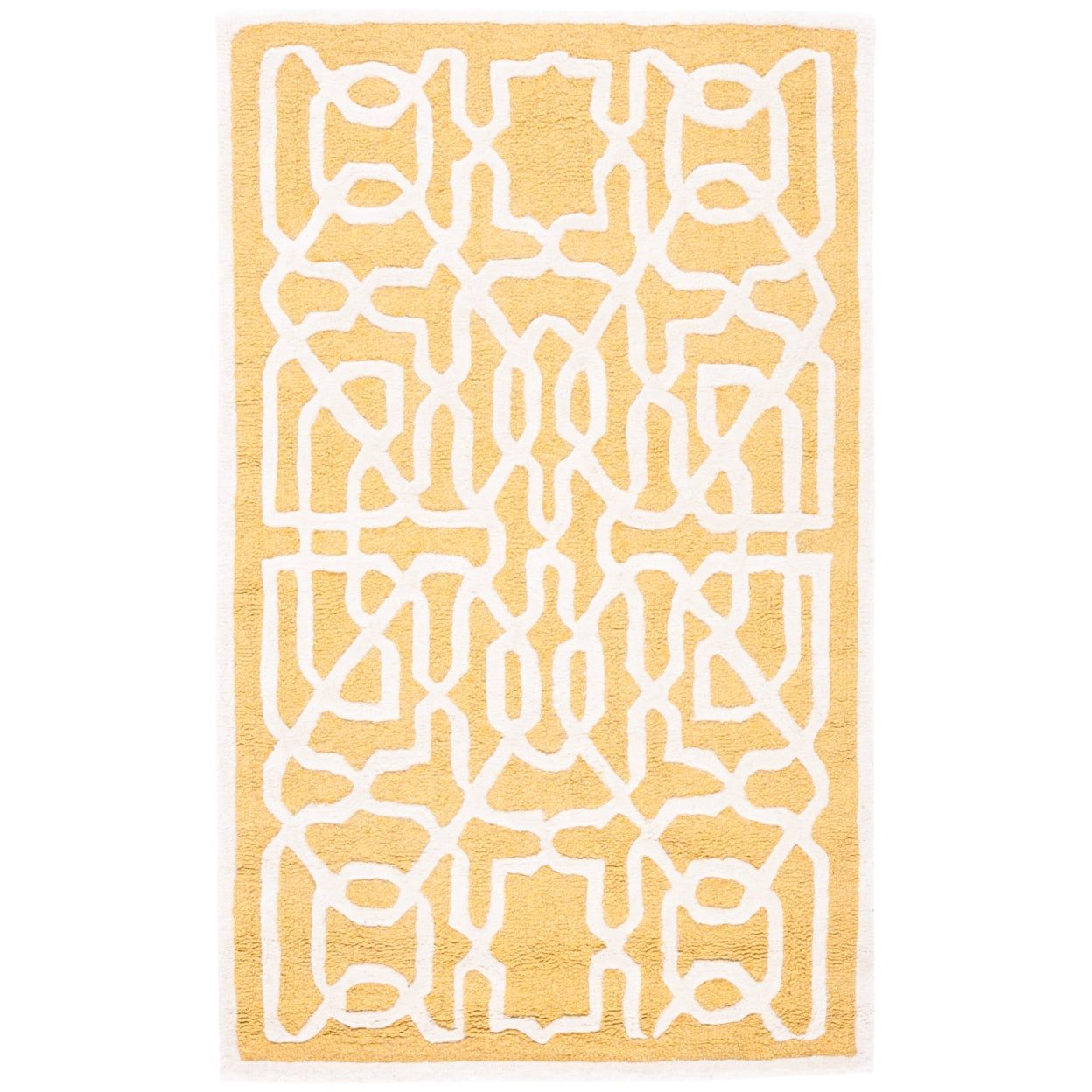 Handmade Gold and Ivory Tufted Wool Area Rug 3' x 5'