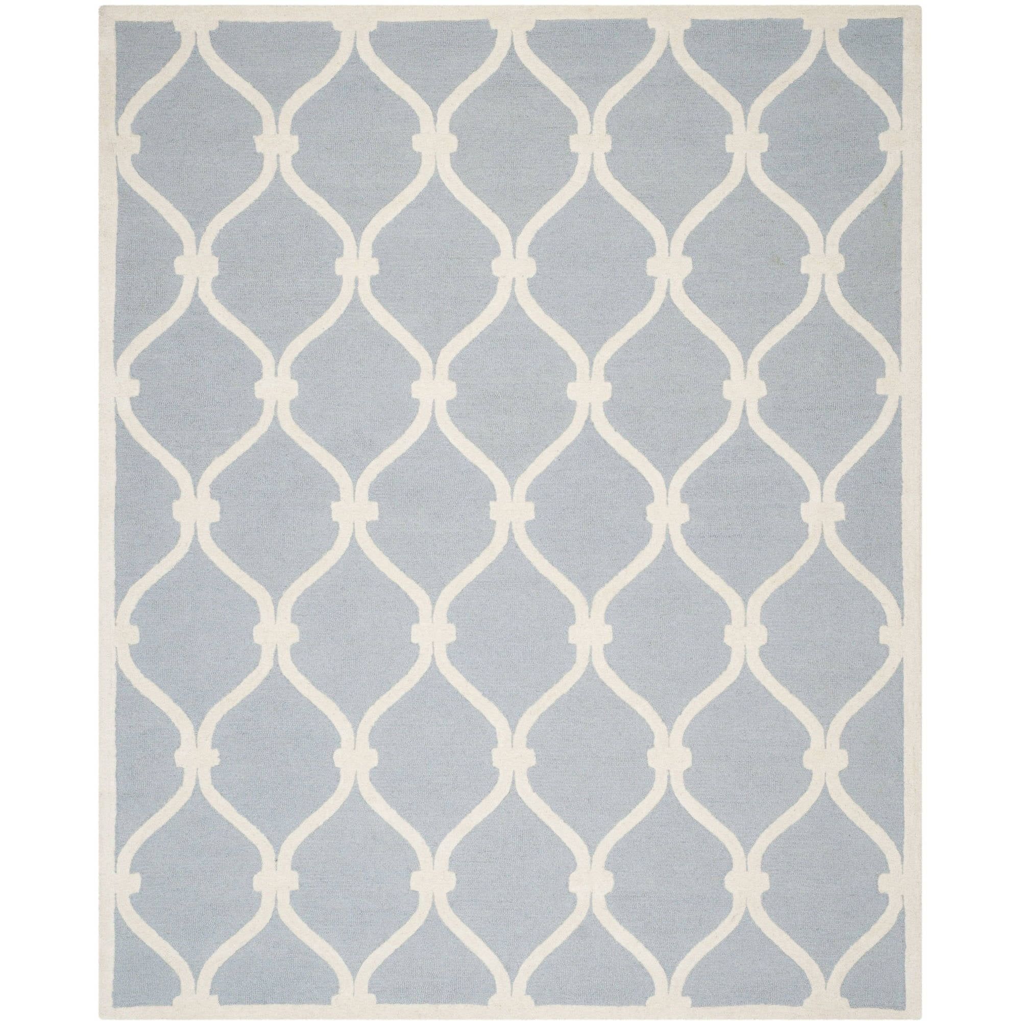 Hand-Tufted Cambridge Blue/Ivory Wool 10' x 14' Area Rug