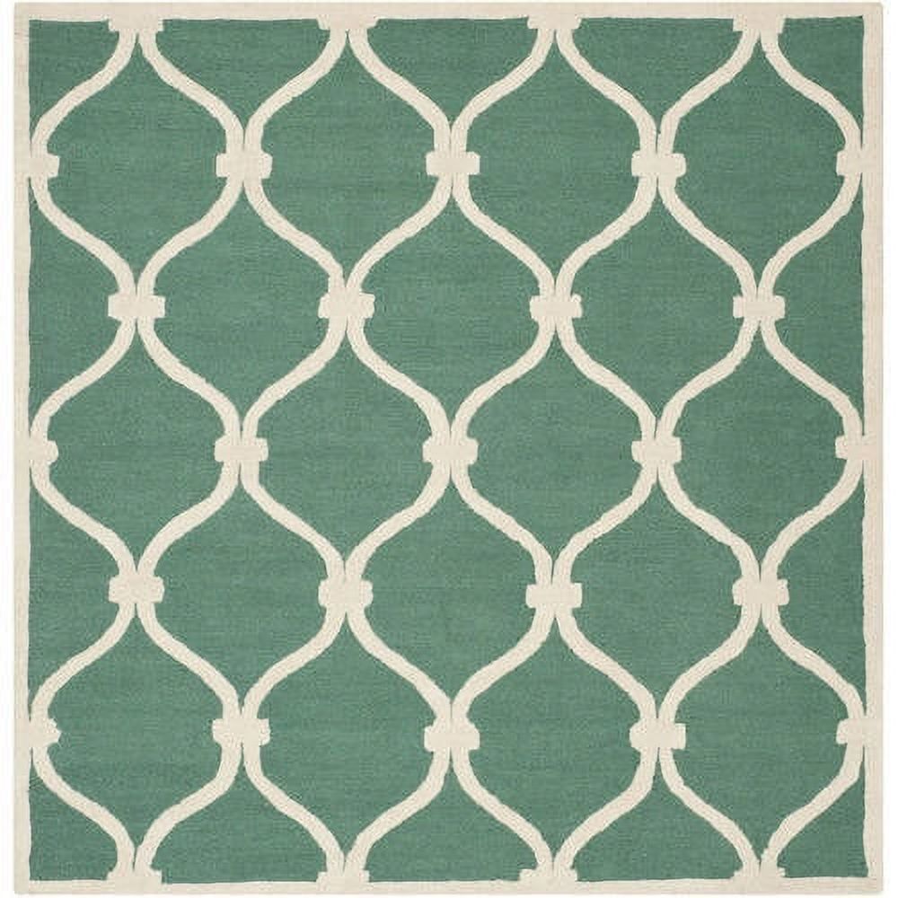 Handmade Tufted Blue and Ivory Wool Round Rug 10' x 14'
