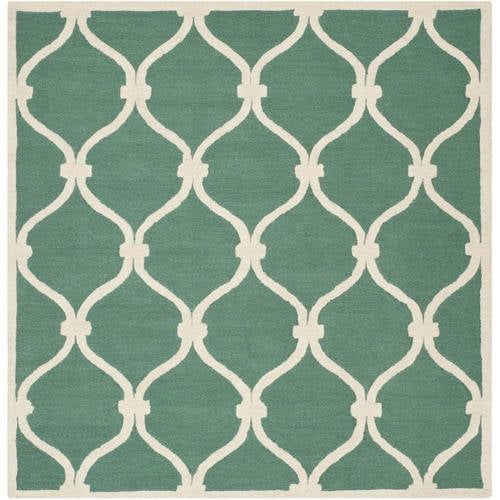 Hand-Tufted Teal & Ivory Wool Area Rug, 8' x 10'