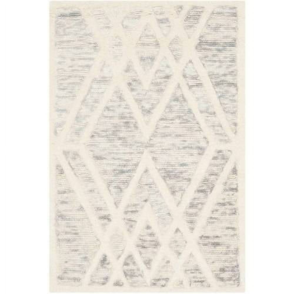 Grey Ivory Hand-Tufted Wool Geometric 8' x 10' Area Rug