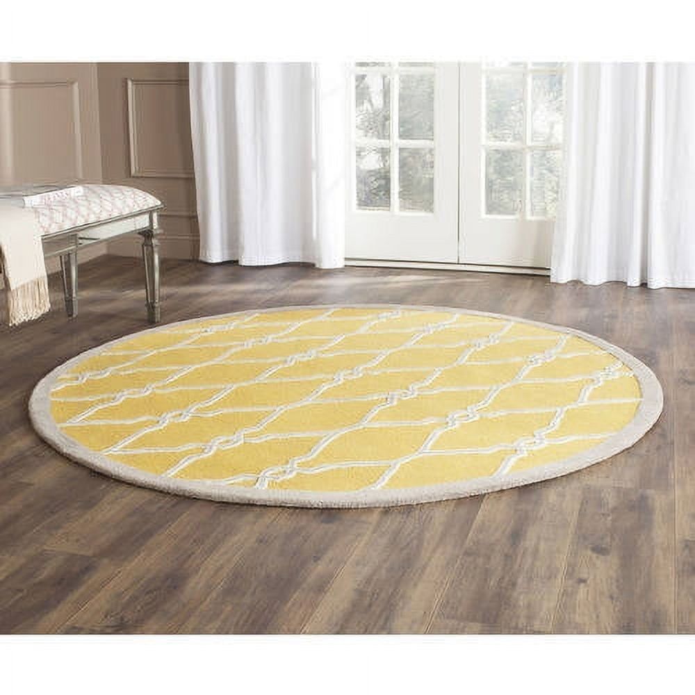 Aurora Gold & Ivory Hand-Tufted Wool Round Rug, 3' x 5'