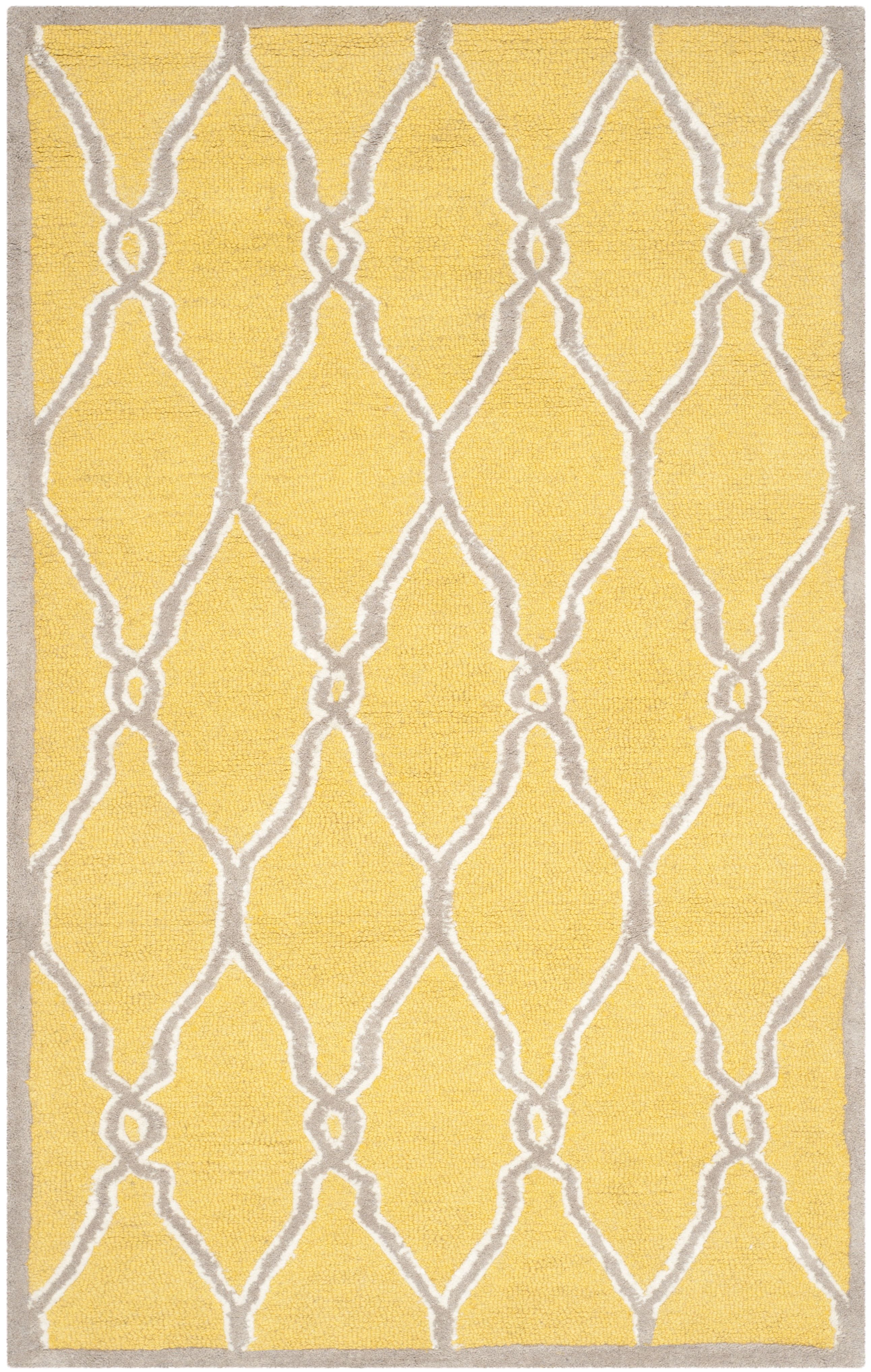 Hand-Tufted Gold Ivory Wool Rectangular Rug, 4' x 6'