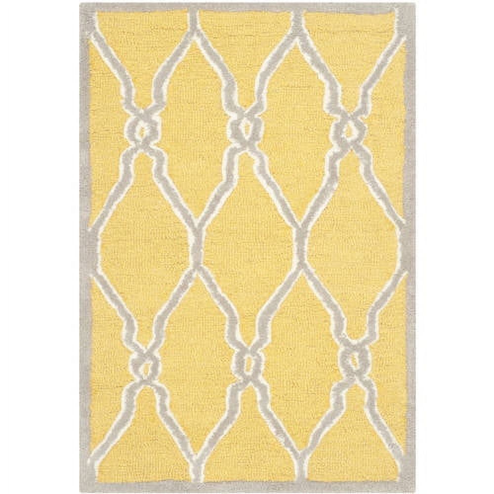 Hand-Tufted Gold and Ivory Wool Round Area Rug, 59"