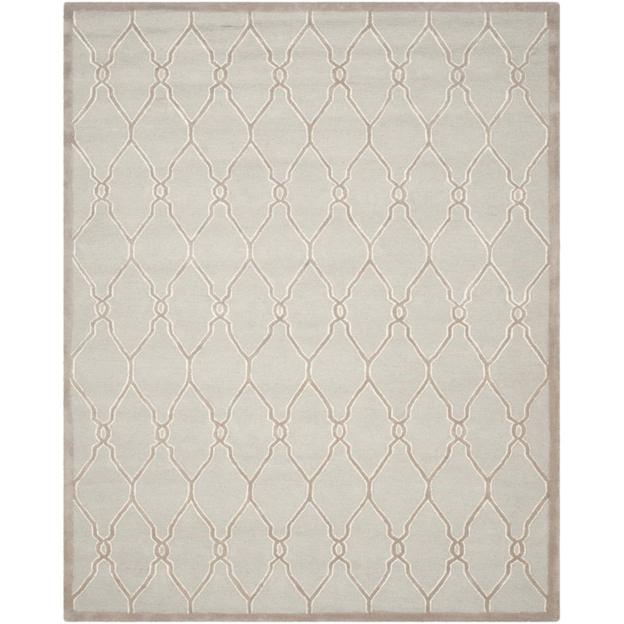 Luxurious Hand-Tufted Light Grey Ivory Wool Square Rug, 62x20 inches