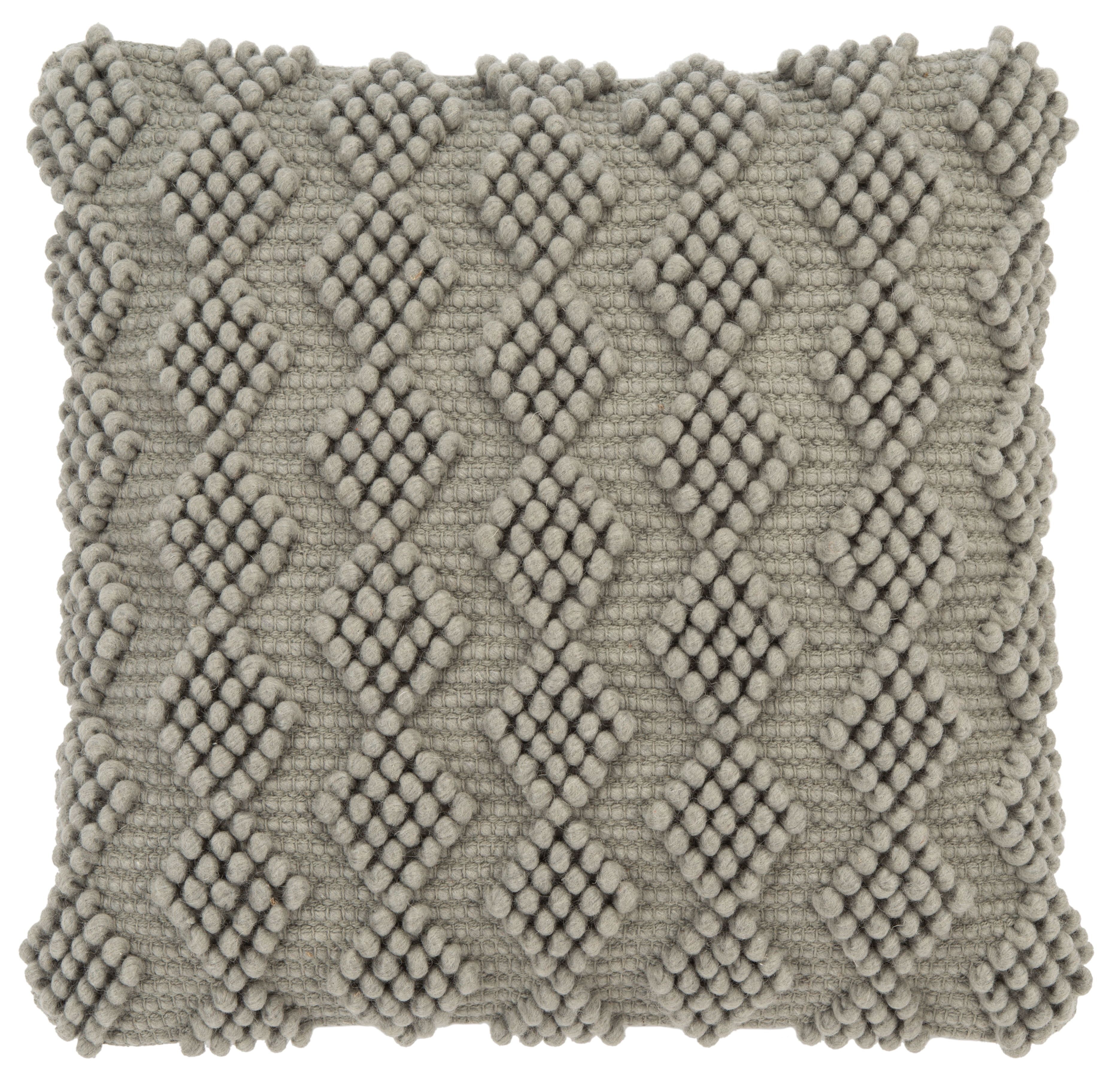 Light Gray Geometric Wool Blend Square Throw Pillow