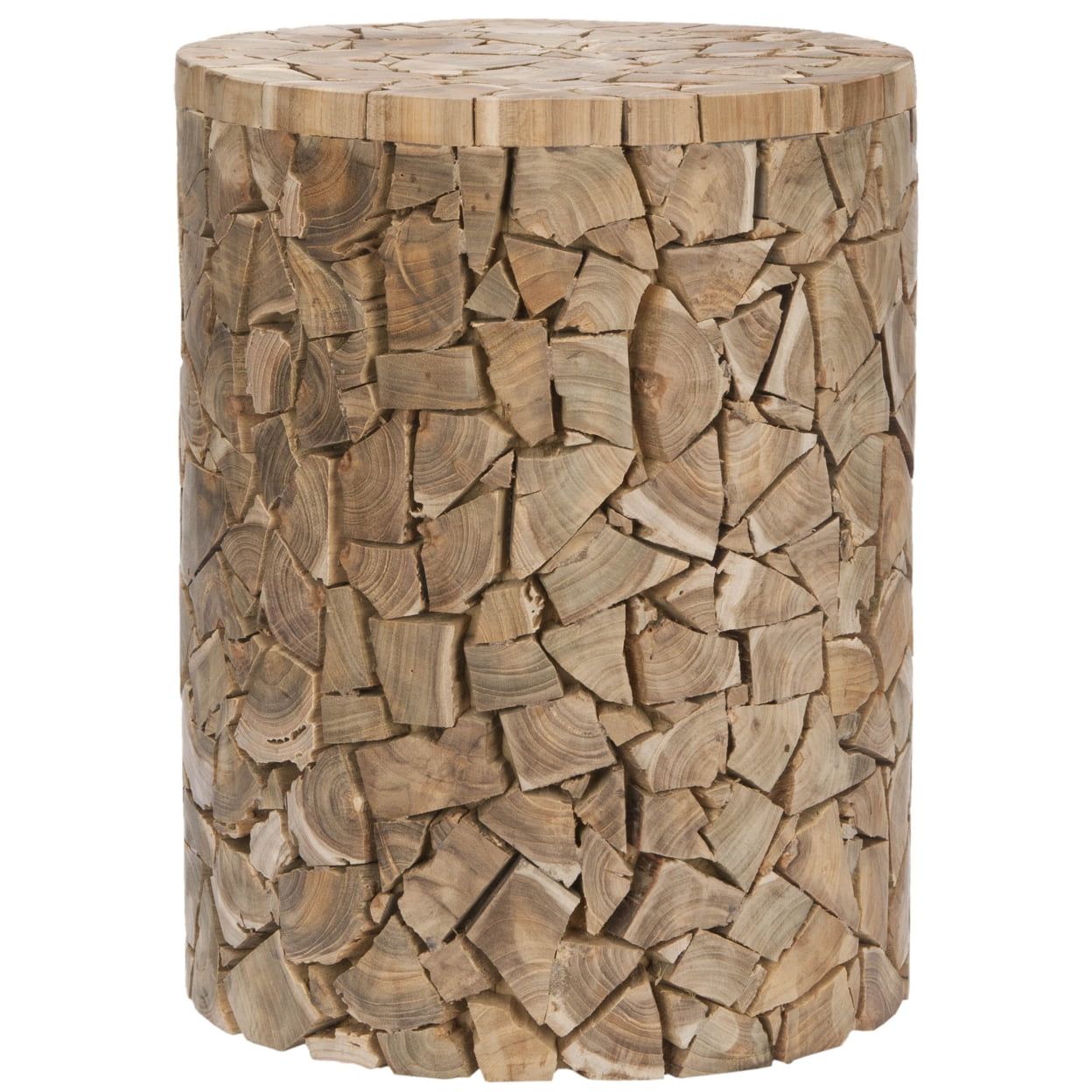 Transitional Canyon Teak Medium Oak Round Stool